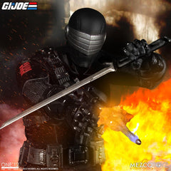 Mezco Snake Eyes One:12 Deluxe shuriken collection for versatile accessory display.