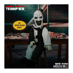 Mezco Terrifier Art the Clown Roto Plush hat detail, tiny black hat completes look