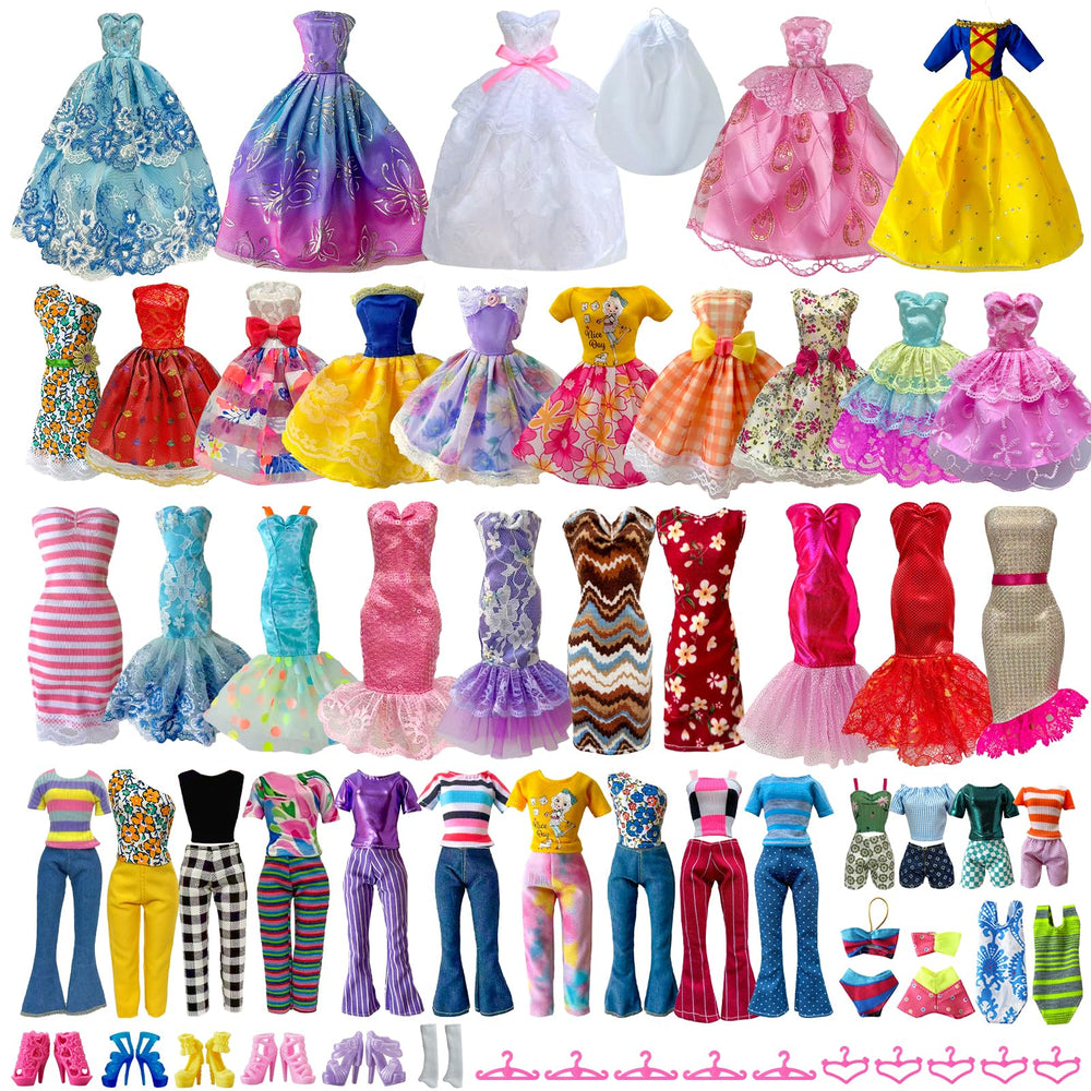 MEZHIFA 35-piece doll clothes set for 11.5-inch dolls, easy Velcro dress-up.