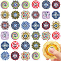 MEZHOBBY 40-pack mini fidget spinners with varied patterns for engaging desk activities.