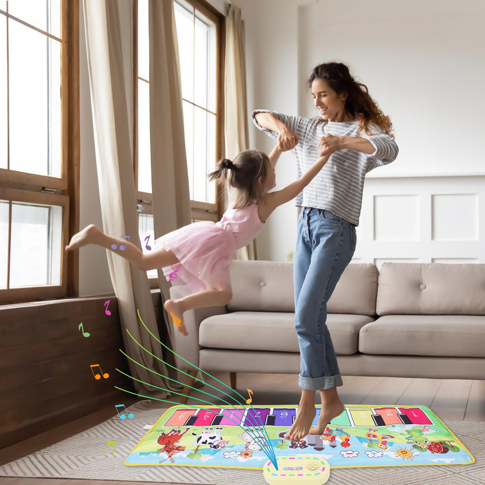 Mfcir piano mat demonstrates durable waterproof surface for busy kids.