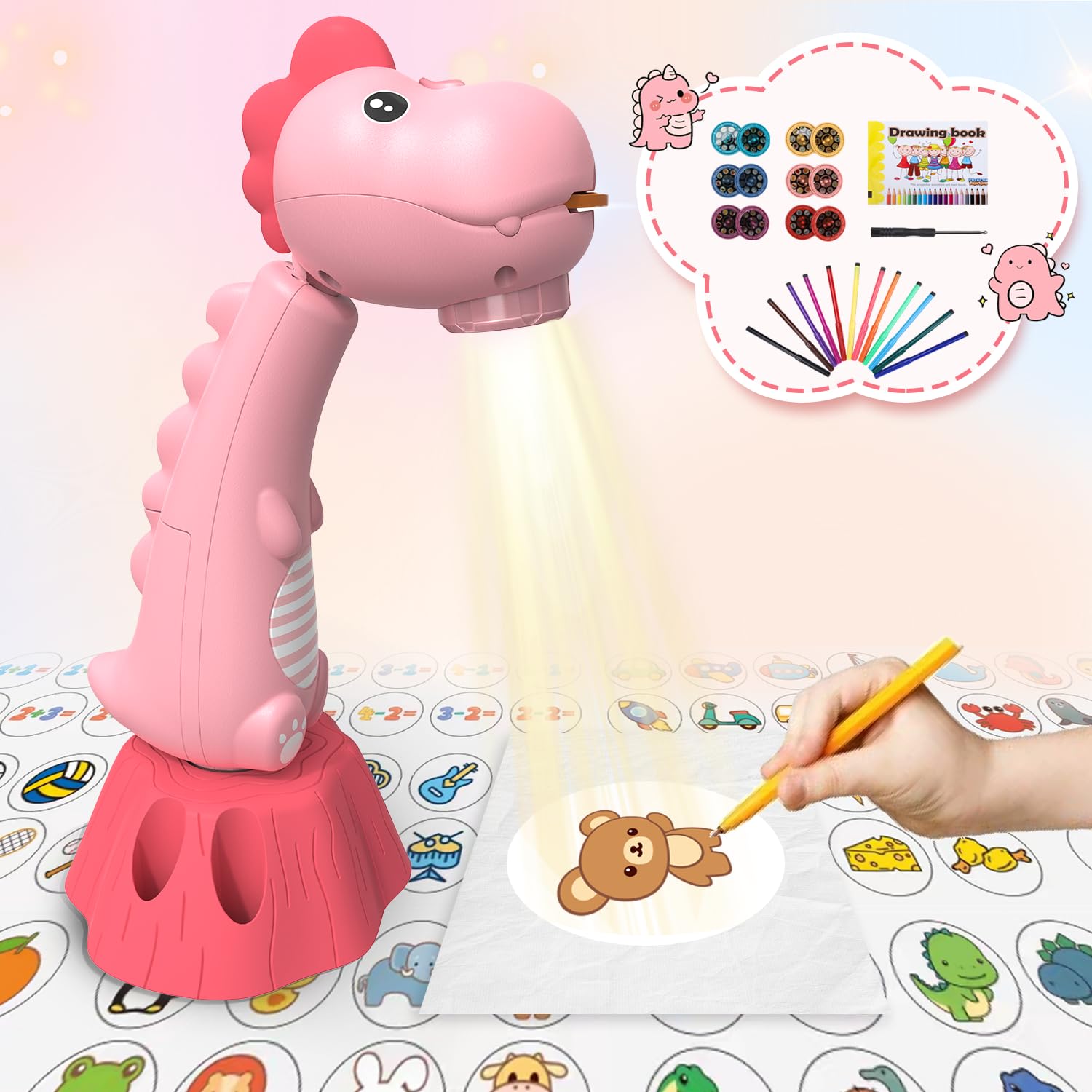 MFEESYOB drawing projector for kids ready for tracing and coloring.