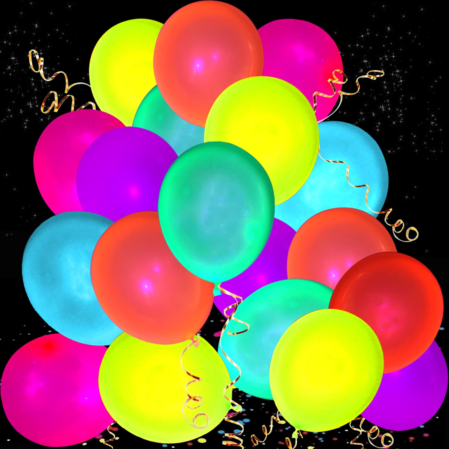 MFLUEEWR neon balloons 110-pack for vibrant black light party decorations.