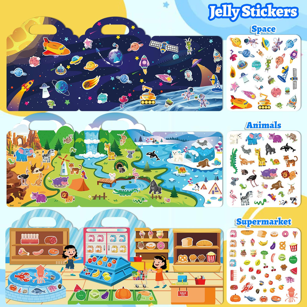 Mfmiudole jelly reusable sticker book farm scene promotes storytelling
