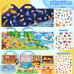 Mfmiudole jelly reusable sticker book farm scene promotes storytelling