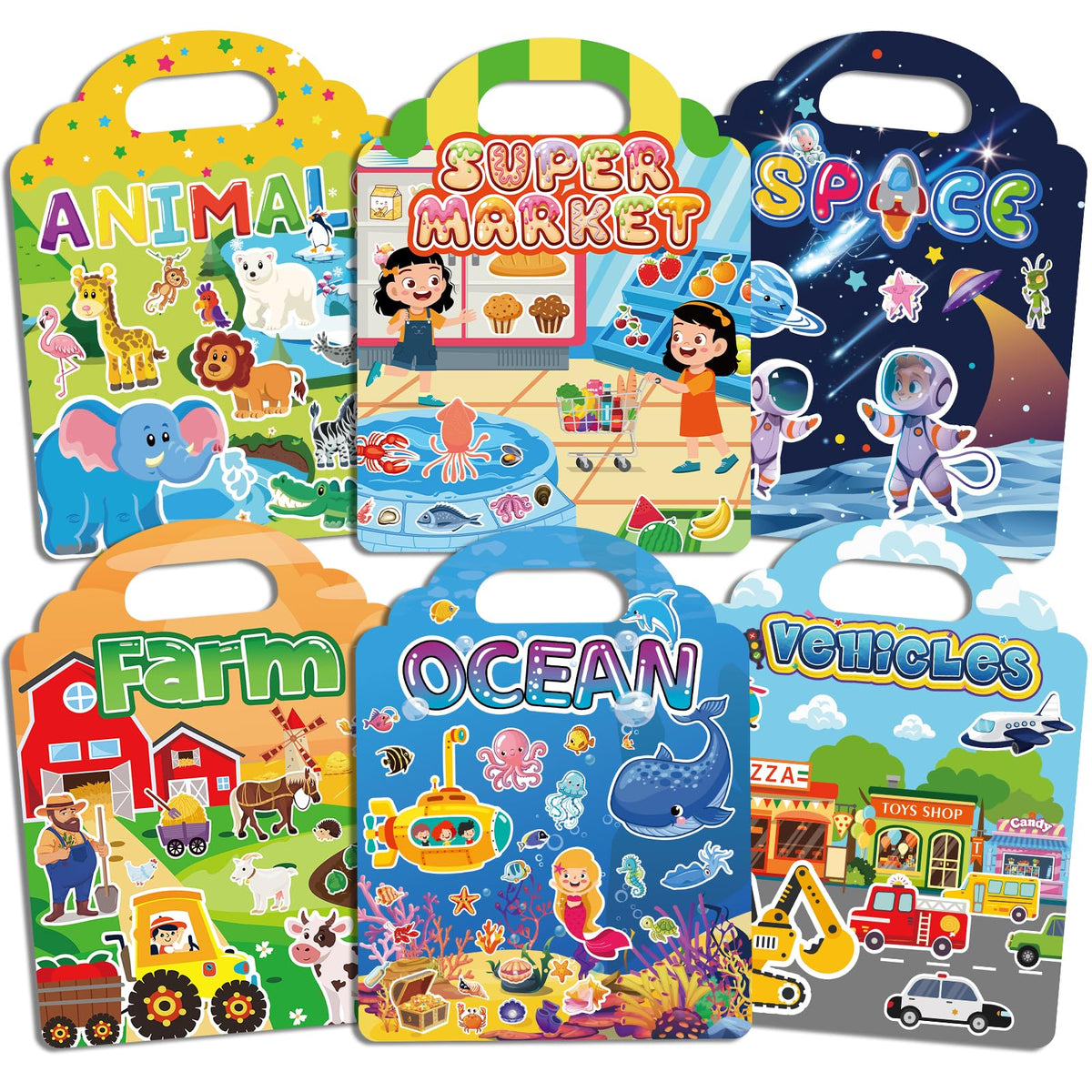 Mfmiudole jelly reusable sticker book supermarket scene supports fine motor play