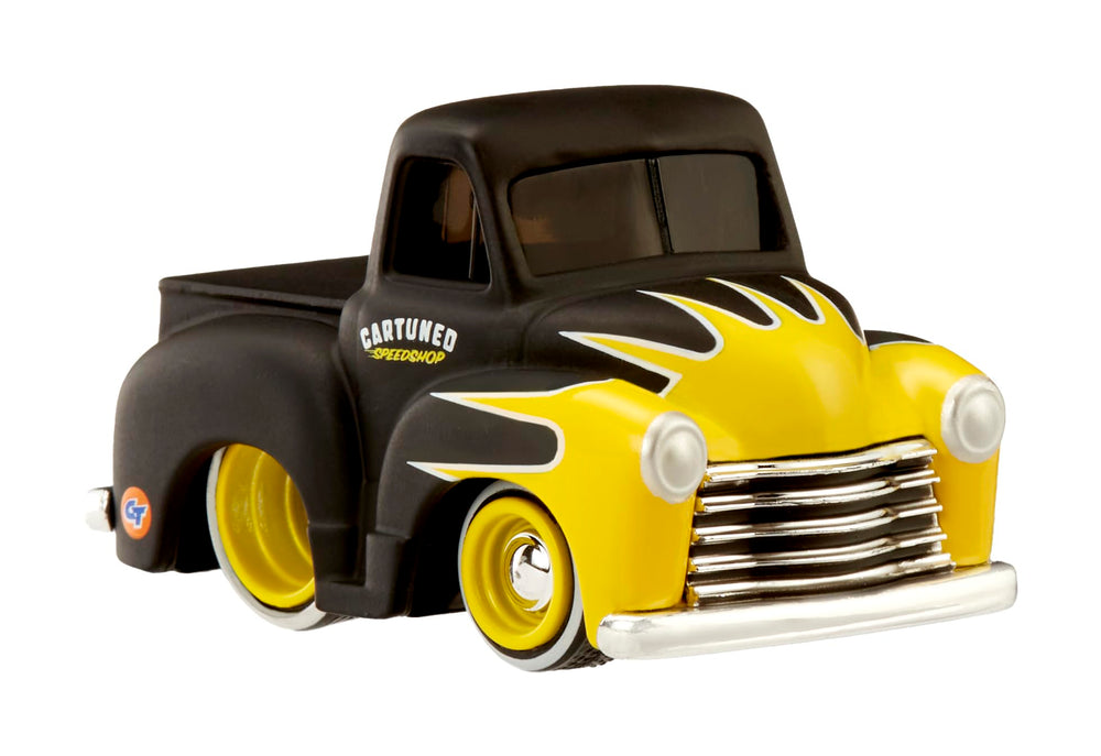 MGA CarTuned 1953 Chevy pickup detailing showcases metal body and authentic wheel design.