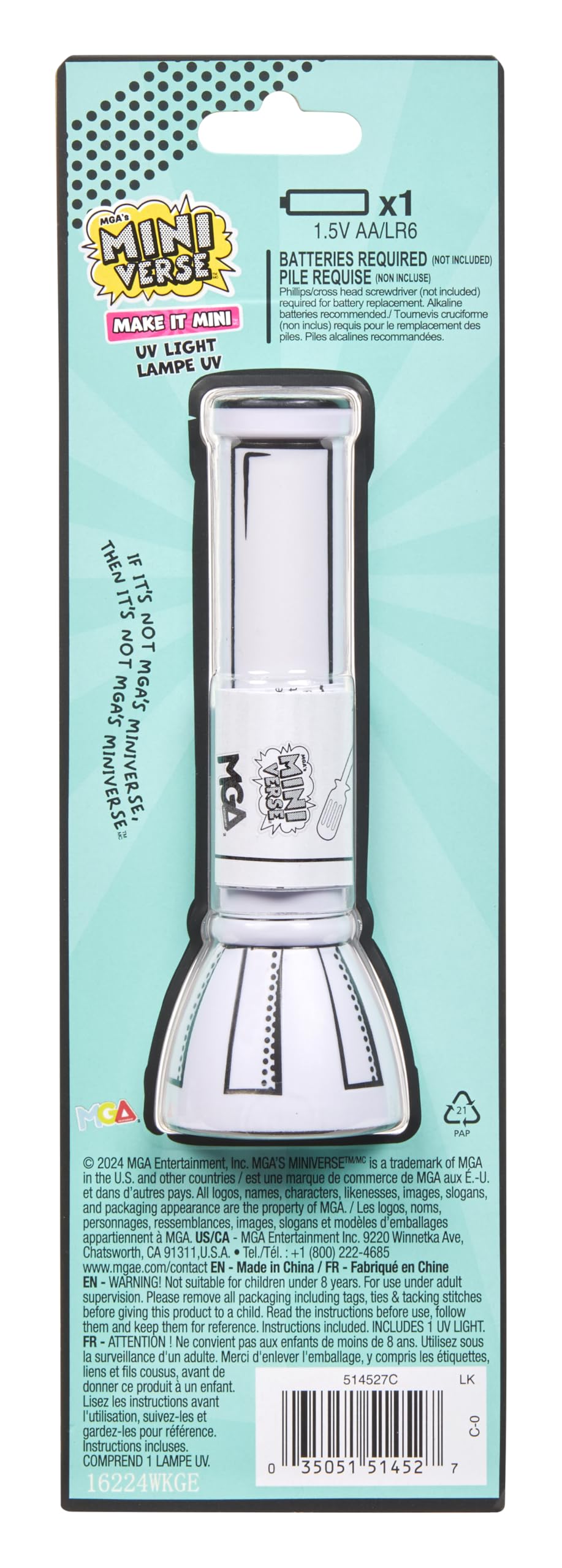 MGA's Miniverse Make It Mini UV Light packaging highlights official Make It Mini compatibility