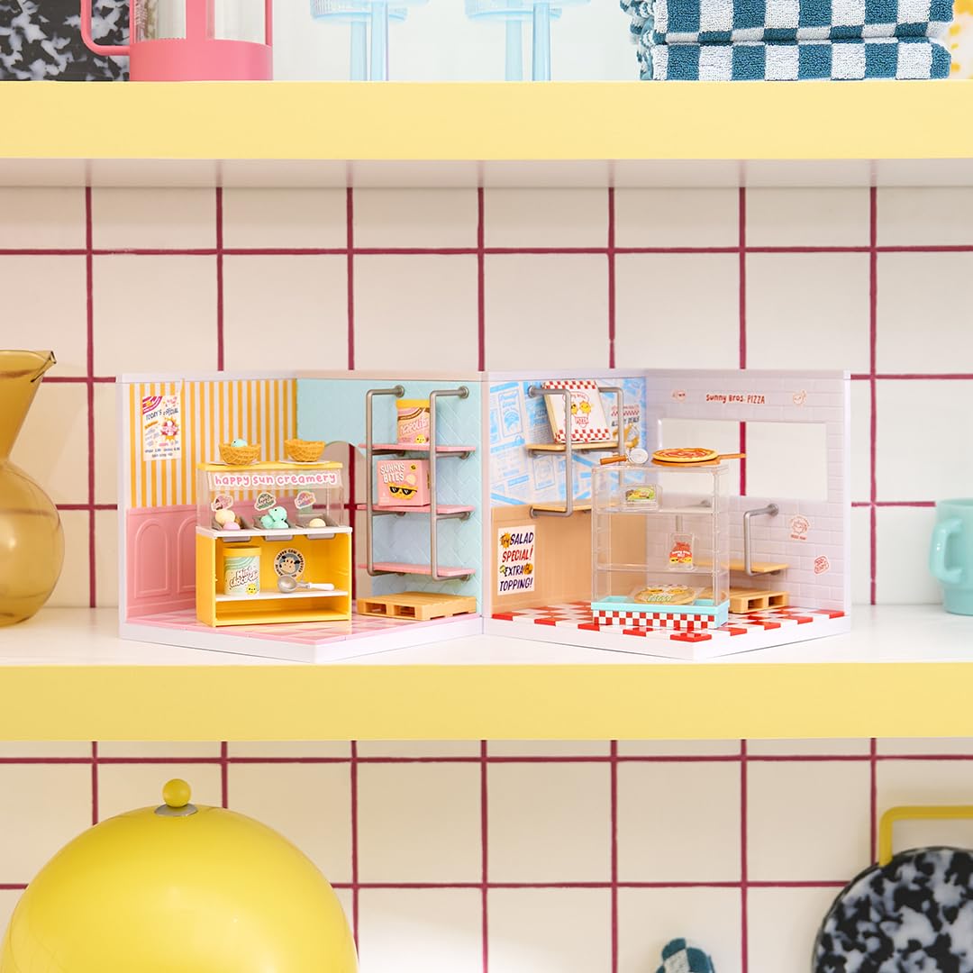 MGA's Miniverse Pizza Shop pack unbox for playful storefront dioramas.