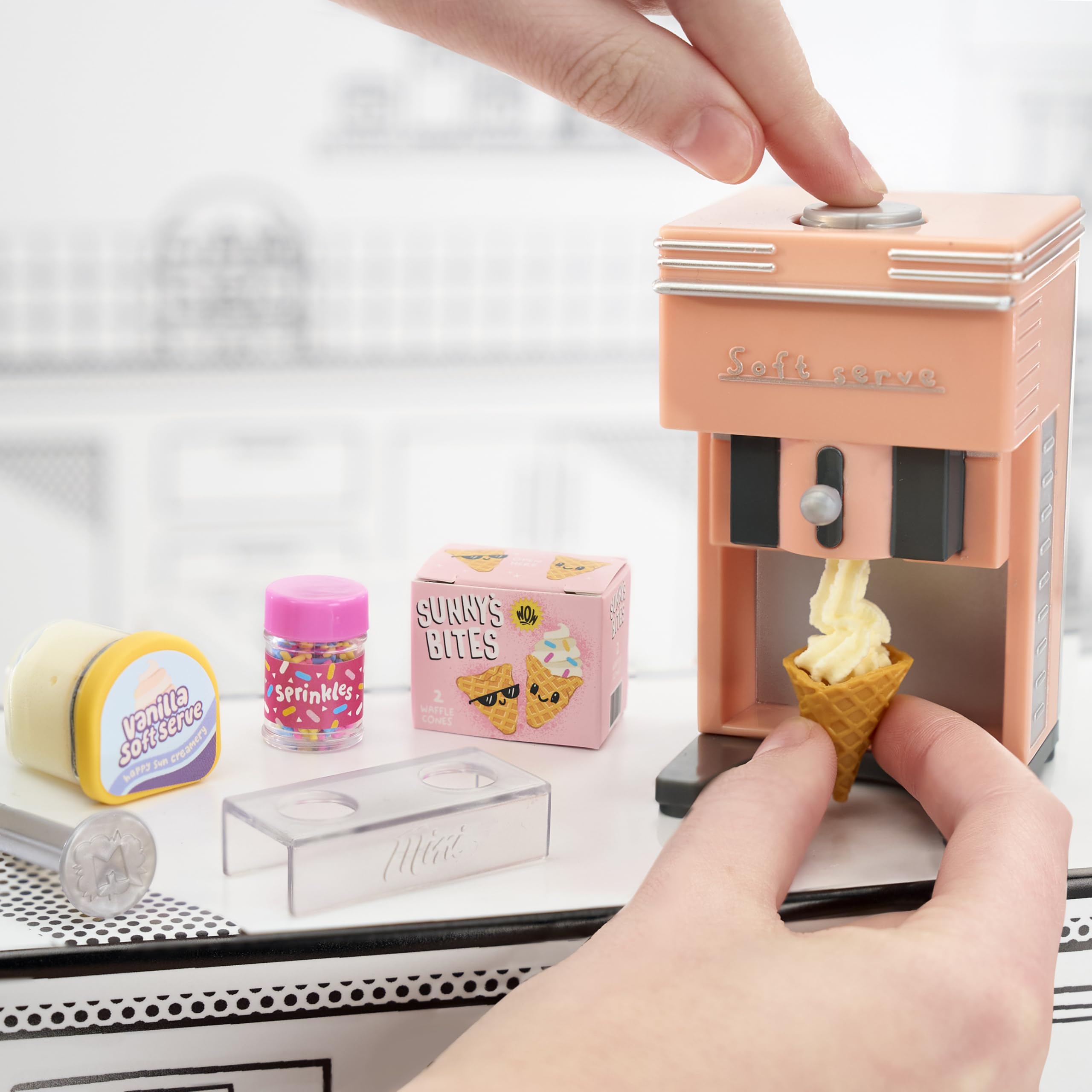 MGA's Miniverse stand mixer cream for realistic mixing in DIY projects