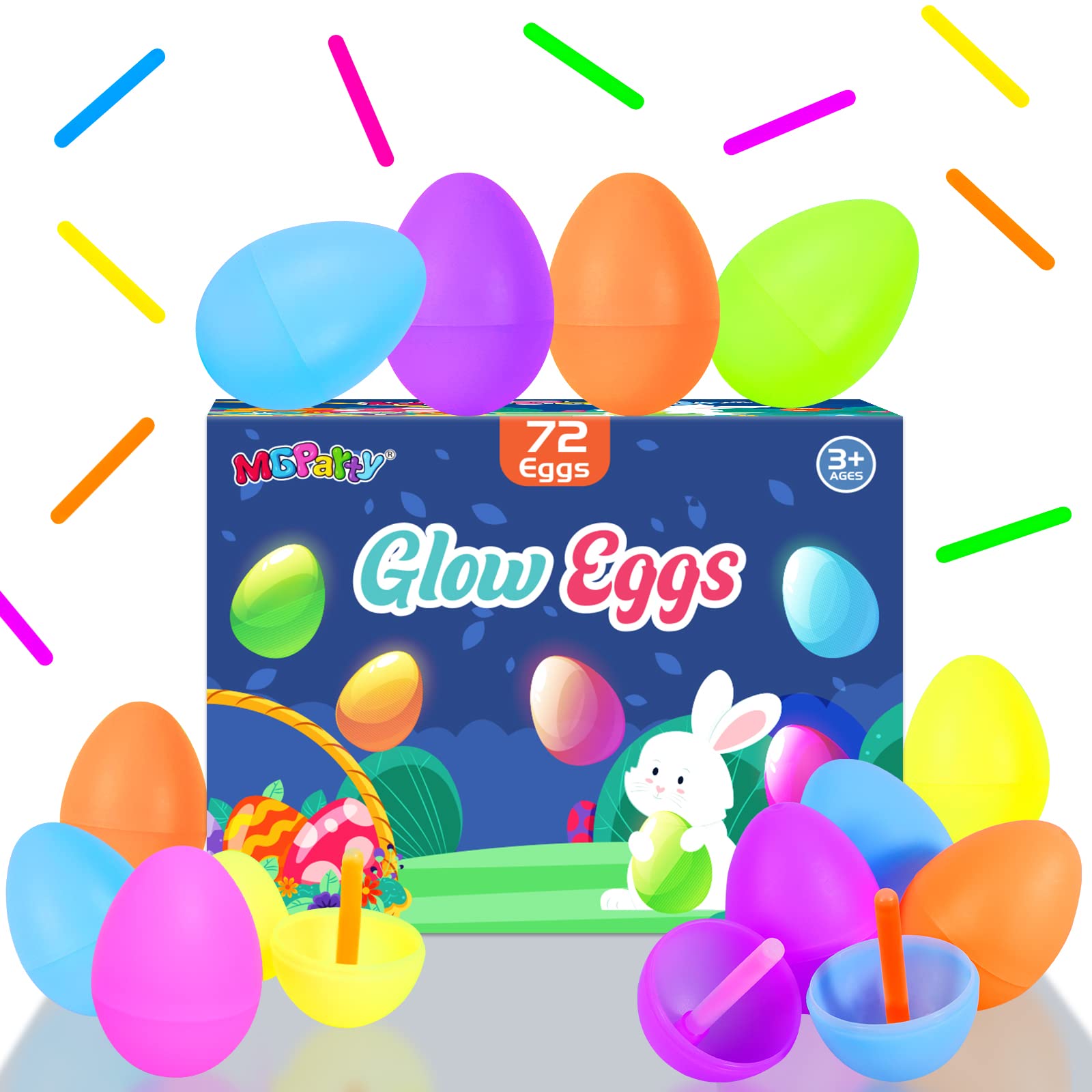 MGparty 108-mini glow sticks provide quick, safe illumination for eggs