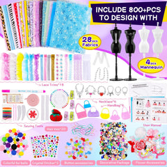 MGparty doll clothes kit with 28 fabrics to create varied outfits and textures