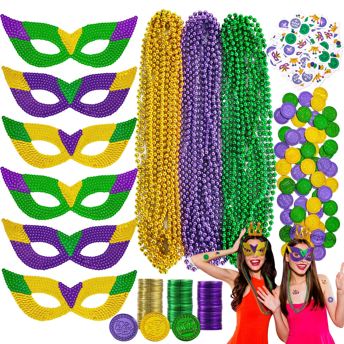 MGparty Mardi Gras masks with sequins for vibrant party styling and photo-ready looks.