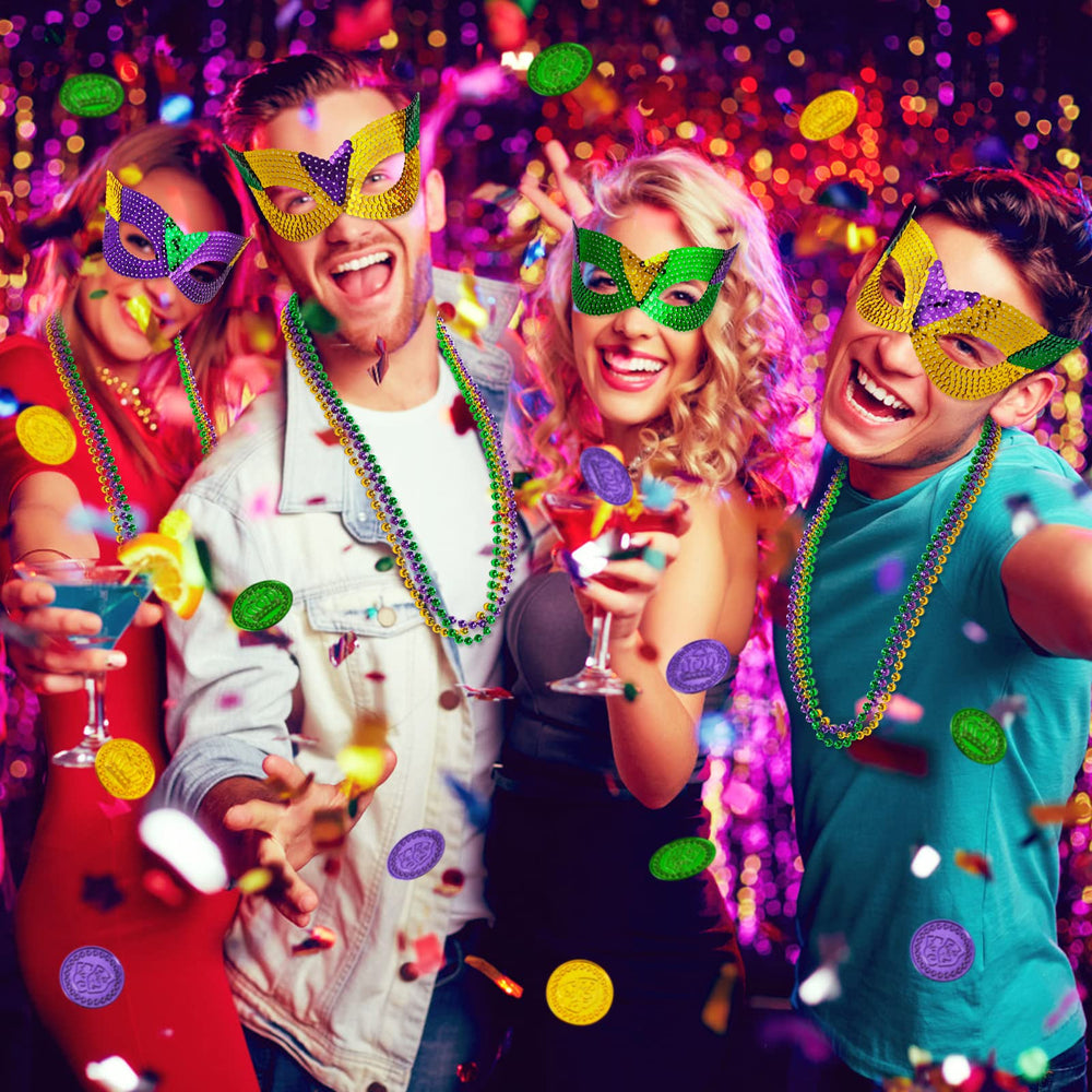 MGparty temporary tattoos for quick Mardi Gras face art and costume accents.