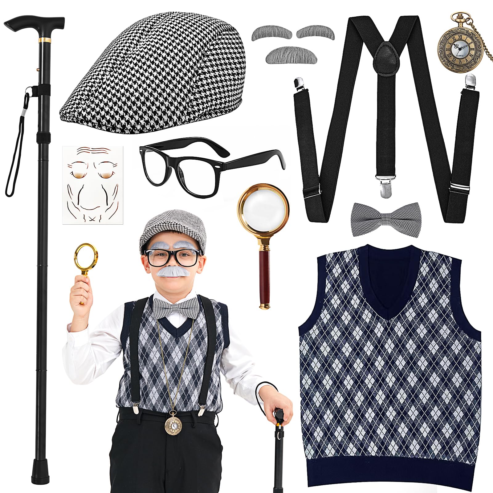 MGparty old man cane prop for kids cosplay and stage play