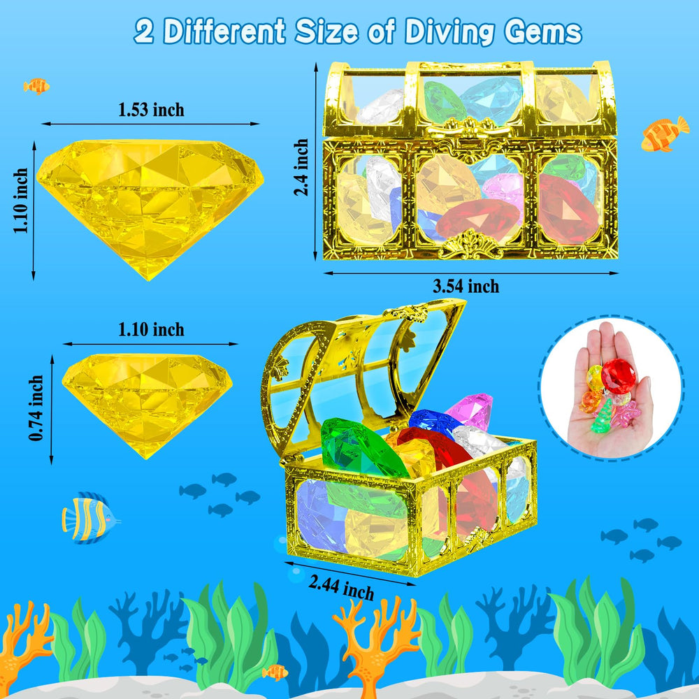 MGparty pirate treasure box sinks to reveal gems, sparking imaginative pool play.