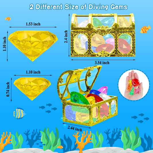 MGparty pirate treasure box sinks to reveal gems, sparking imaginative pool play.