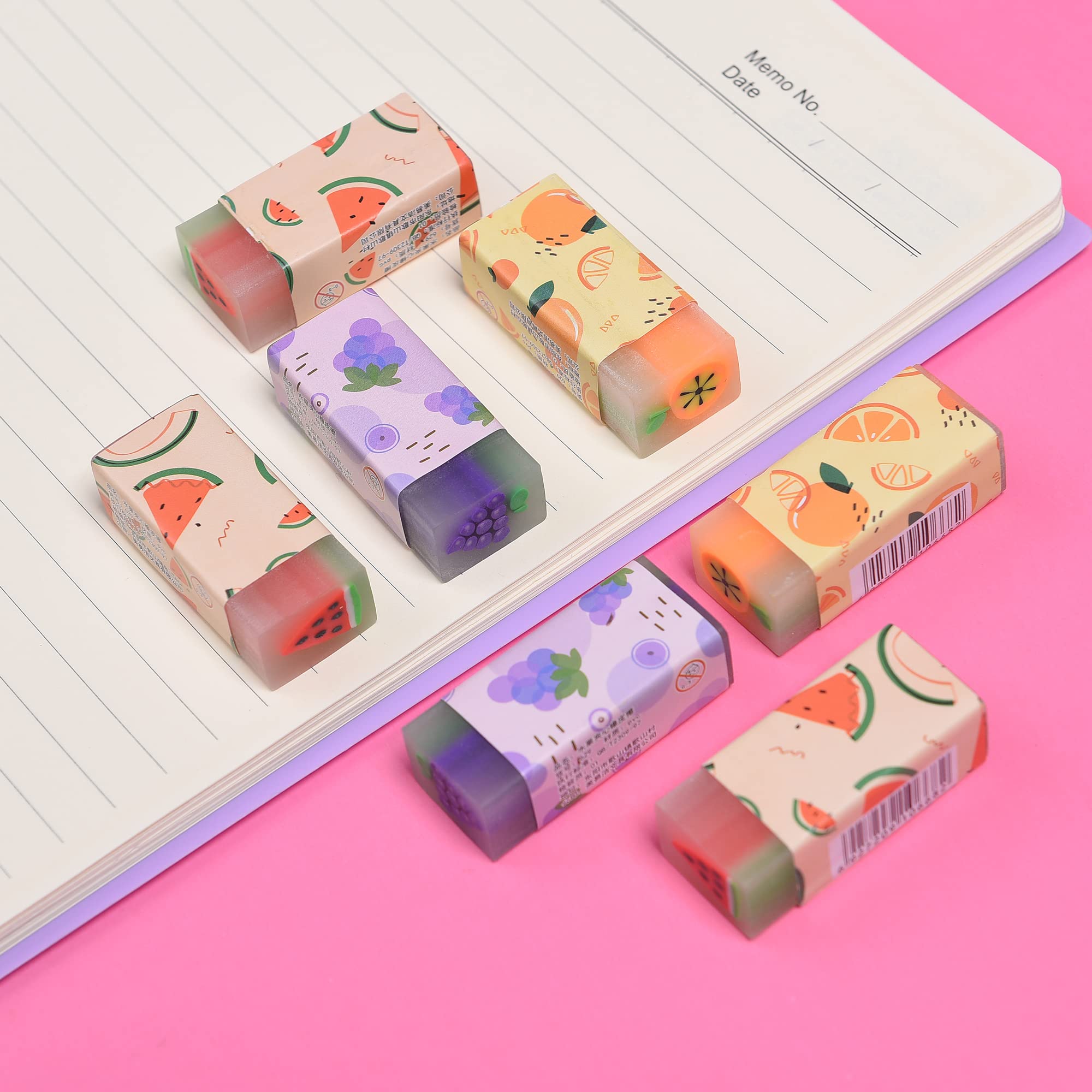 MGTECH fruit erasers kids using them as classroom rewards and party favors.
