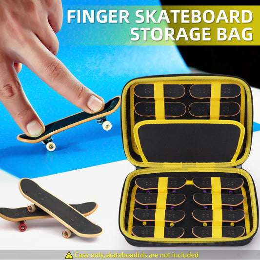 MGZNMTY teck deck case open lid, organized interior for 16 finger boards.