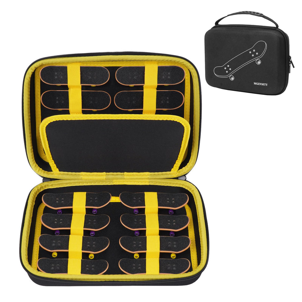 MGZNMTY teck deck case top view, compact portable storage for finger skateboards.