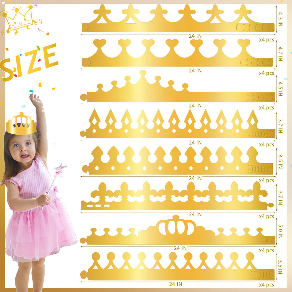 Durable laser gold cardboard MGZTTHW crowns designed for repeated party use