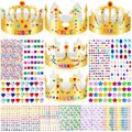 MGZTTHW gold paper crowns kit front view, 35 pieces, ideal for personalized party fun.
