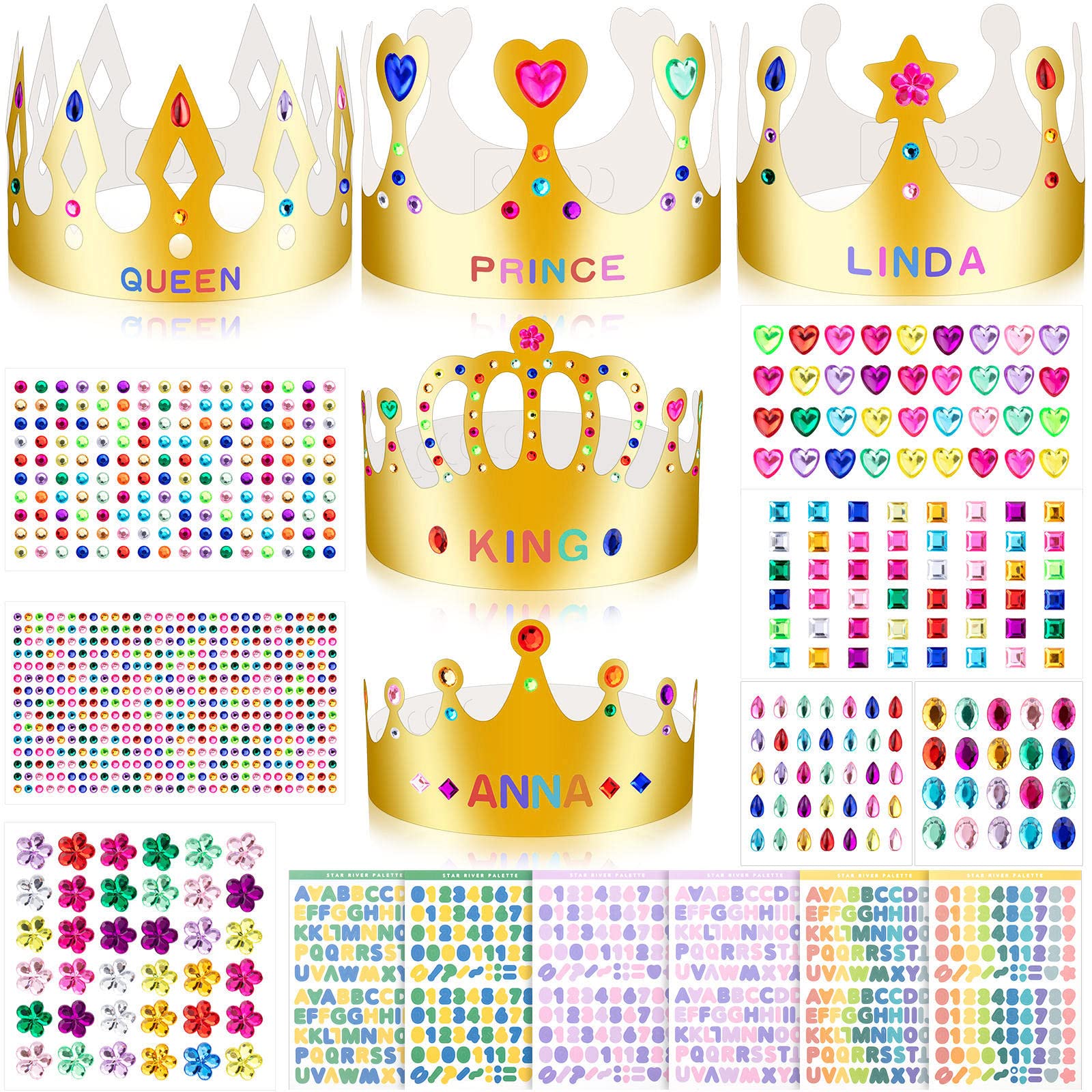 MGZTTHW gold paper crowns assembly kit for DIY party fun and festive decor.