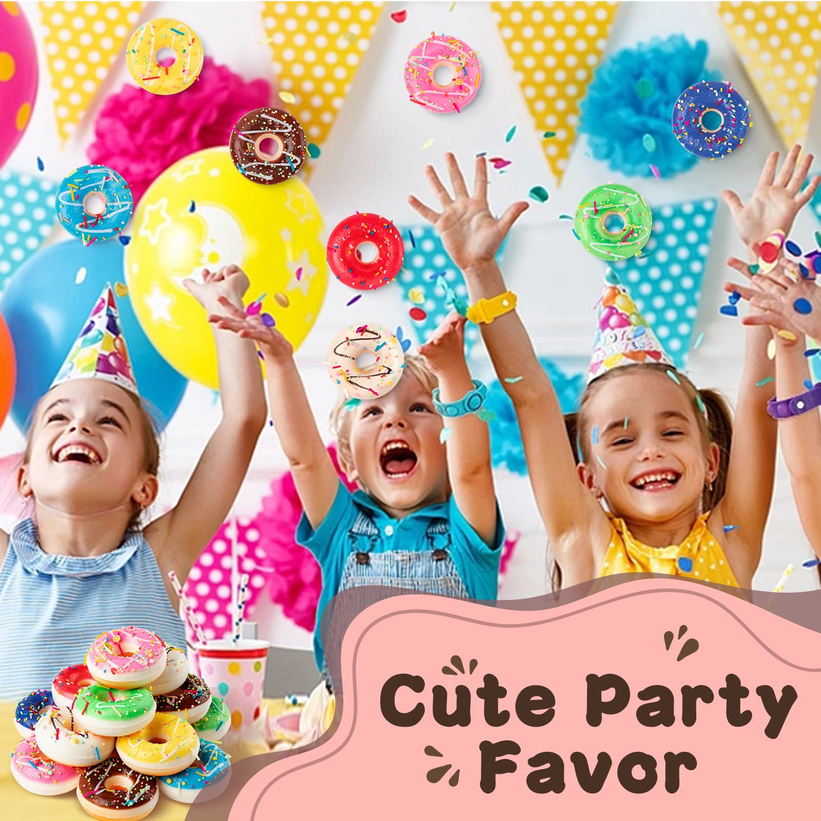MGZTTHW Mini Donut Squishy Toy with Sprinkles: cute pretend tea party prop.