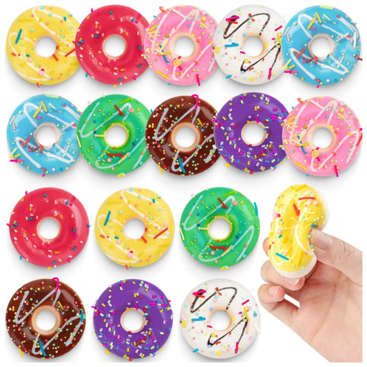 MGZTTHW Rainbow Donut Stress Ball with bright colors and soft foam for playful relief.