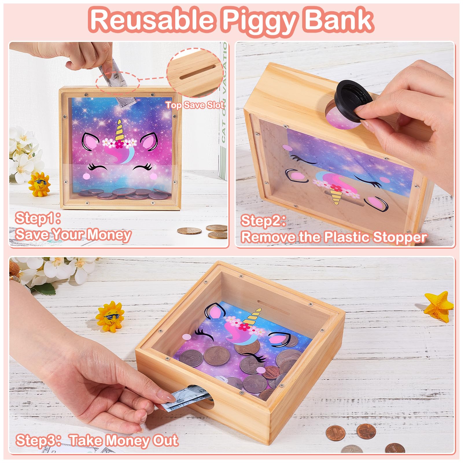 MHJY colorful dinosaur pattern piggy bank doubles as room decor.