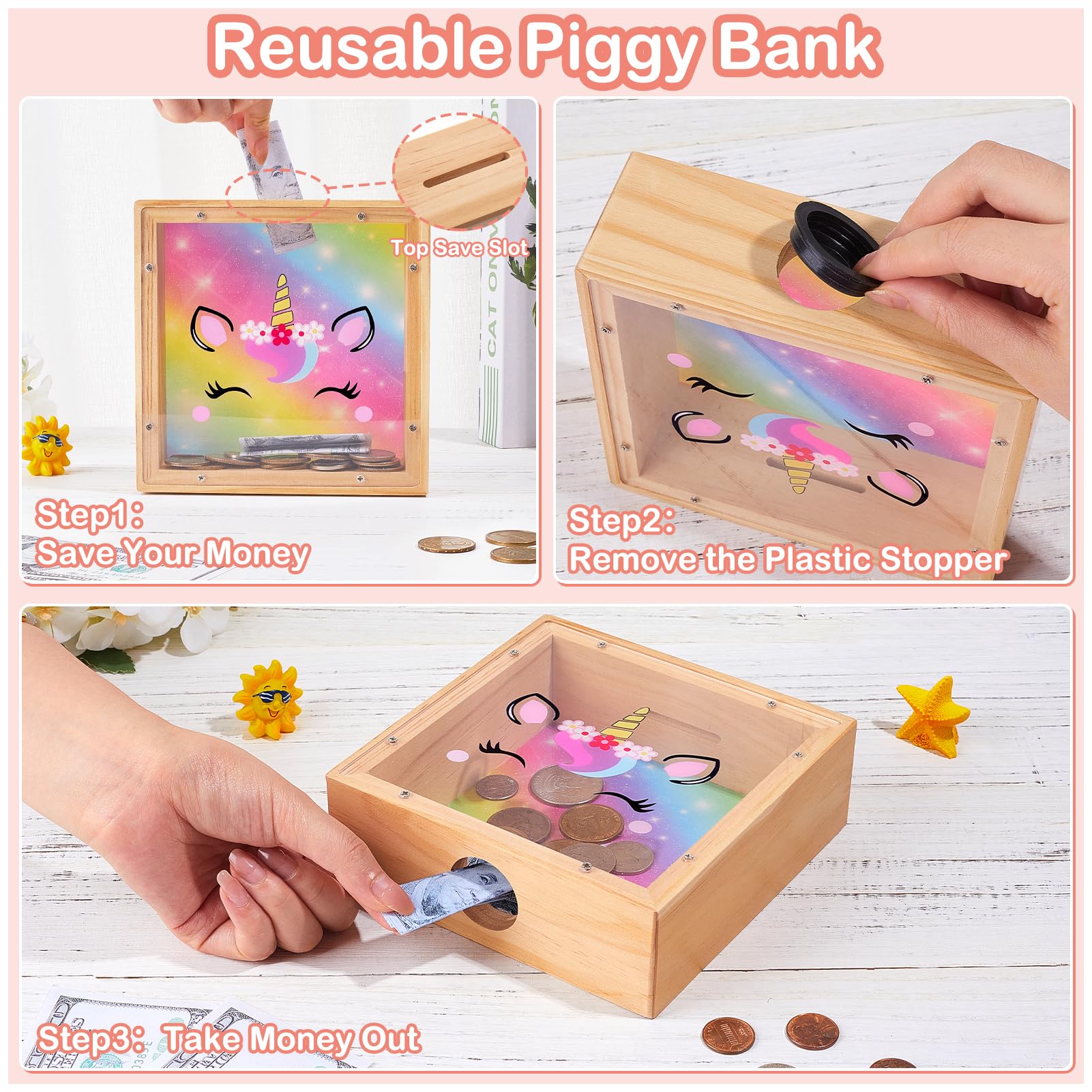 MHJY bottom plug enables easy access to saved coins without breaking.