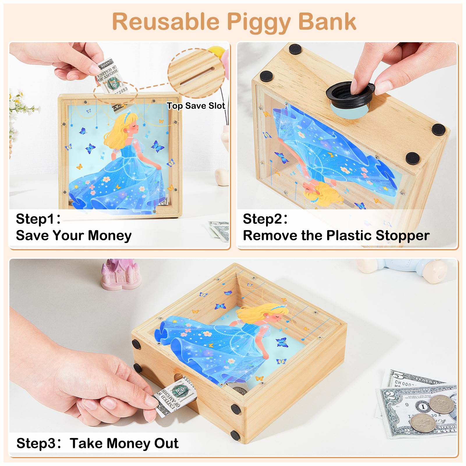 MHJY piggy bank bottom plug makes opening easy for kids