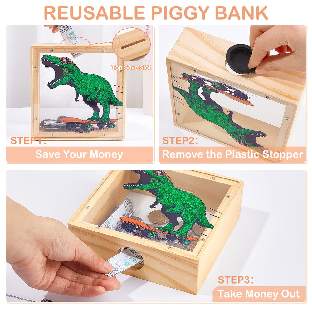 MHJY piggy bank dinosaur-pattern decor adds color and learning to a room.