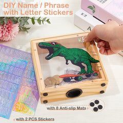 MHJY piggy bank with two DIY alphabet stickers for personalized name text.