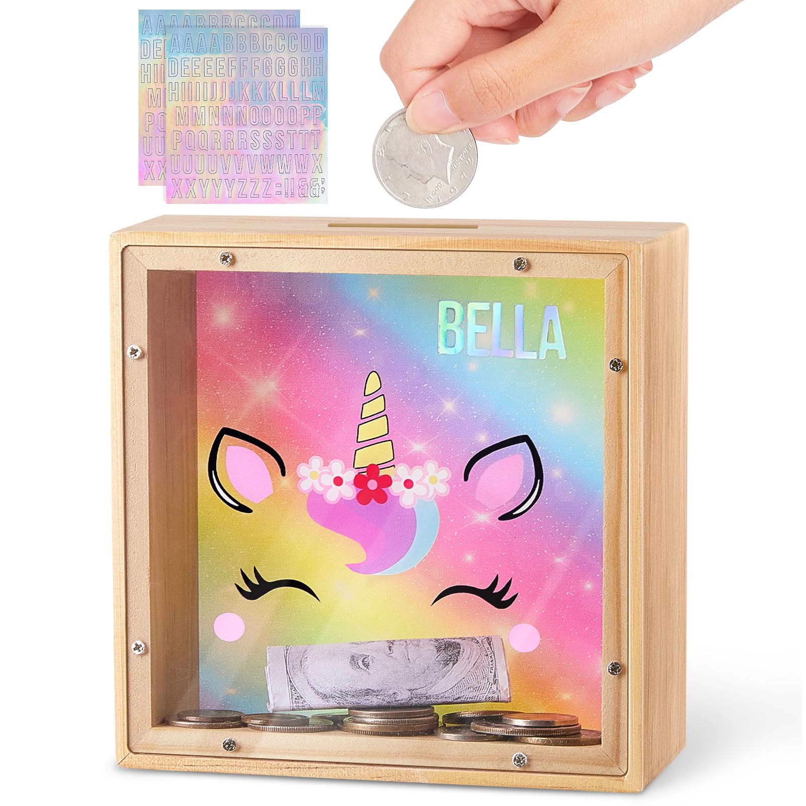 MHJY Piggy Bank with dinosaur illustration boosts kids' saving engagement.