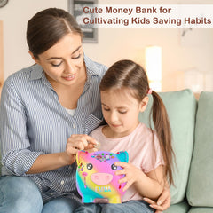 MHJY nursery decor piggy bank shown on a shelf as display piece.