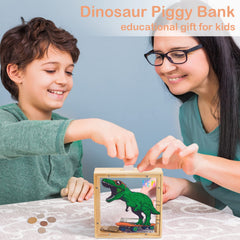 MHJY piggy bank wooden-acrylic durable build keeps coins safely for kids.