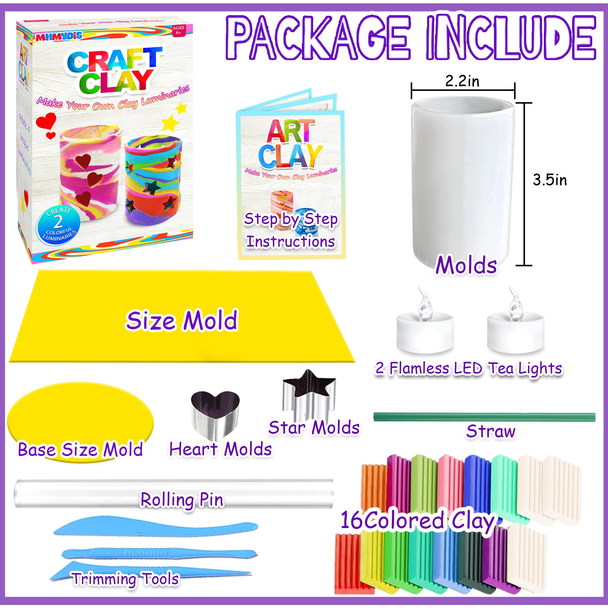 MHMYDIS clay luminaries pieces and color options for crafting
