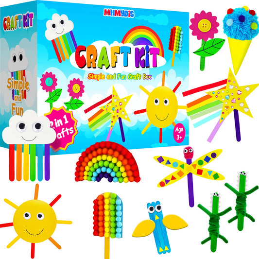 MHMYDIS First Craft Kit shows twelve pre-packed projects for mess-free creativity.
