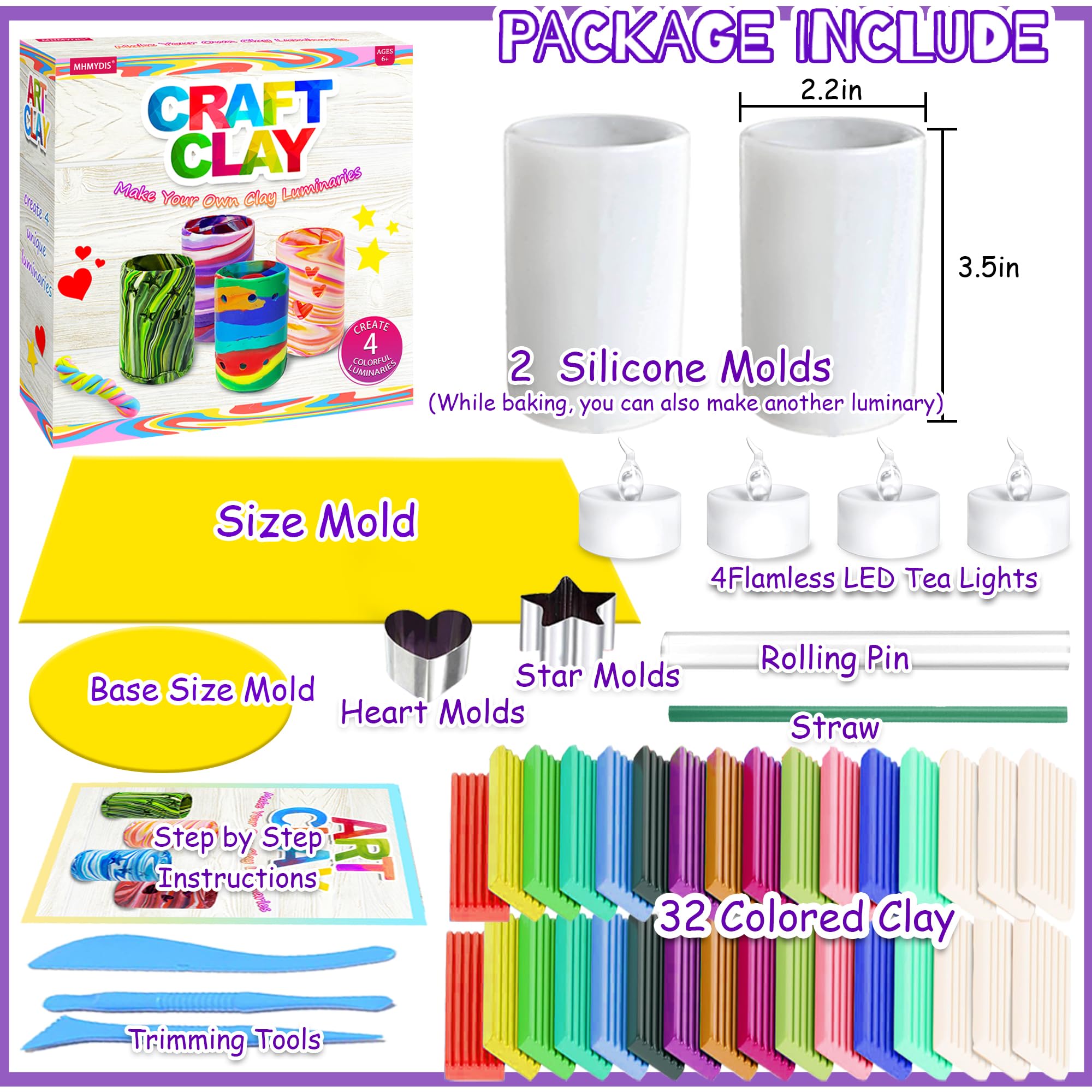 MHMYDIS polymer clay colors for marbled and patterned luminaries