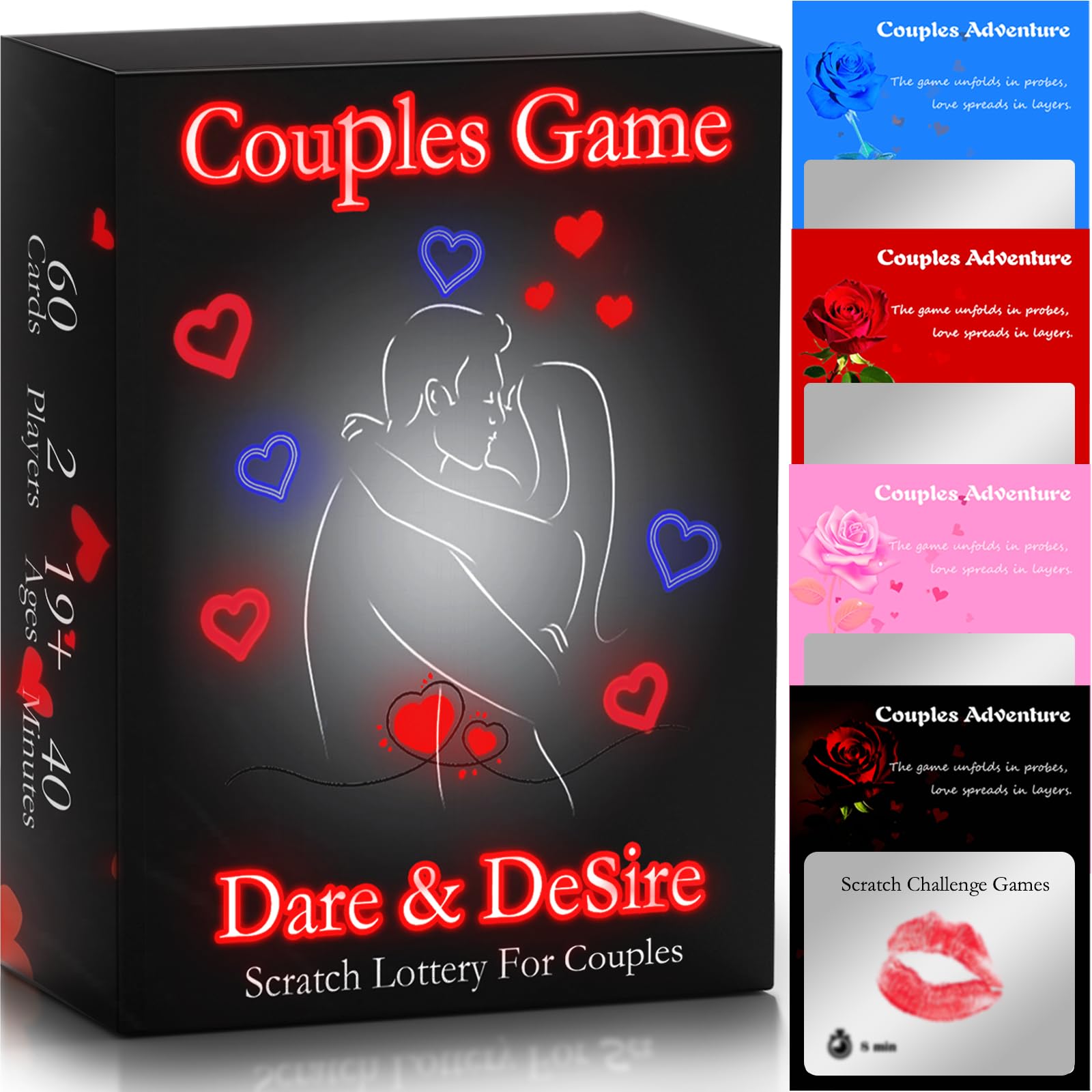 MHYHLQ scratch-off couples game cover with vibrant packaging for date night inspiration