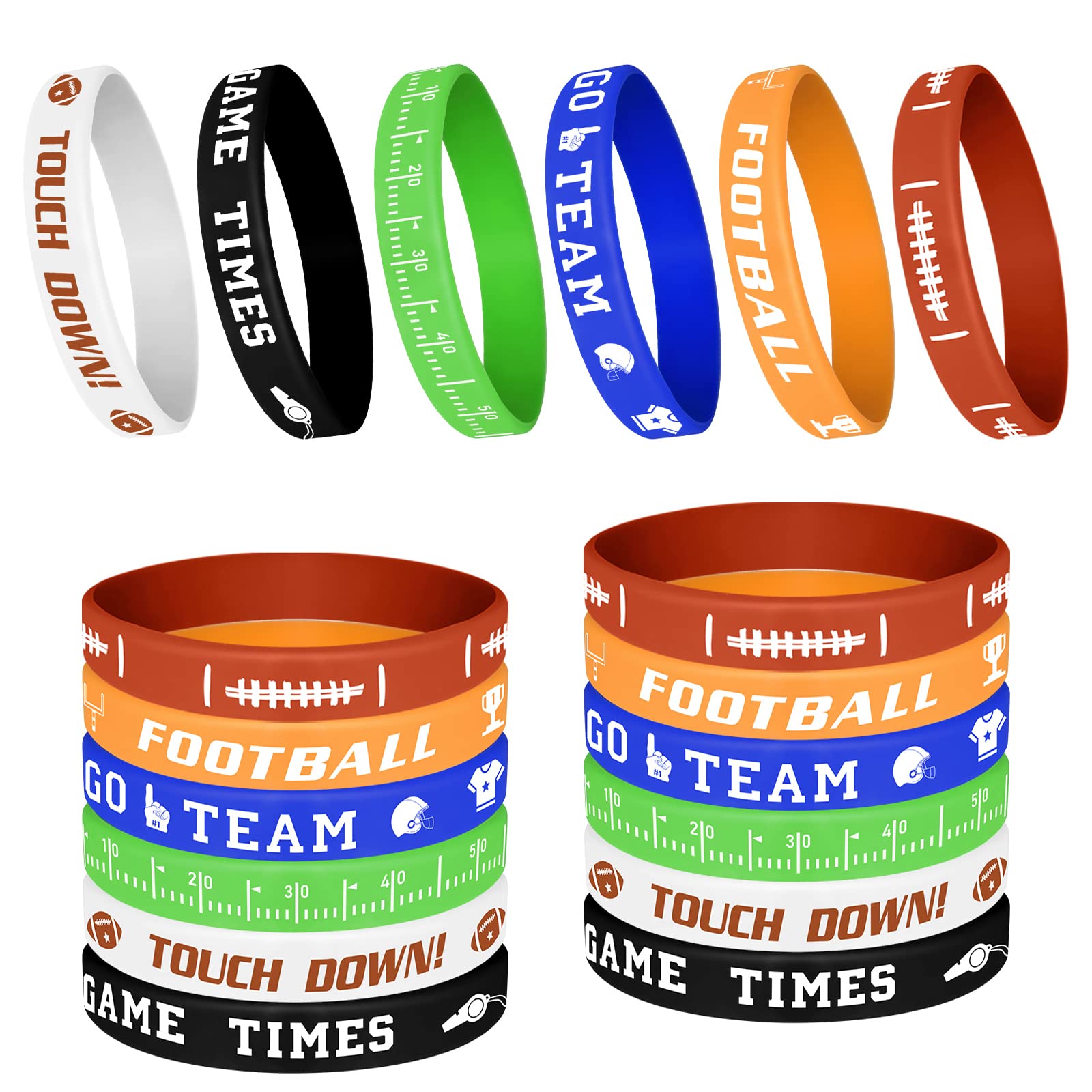 MIAHART blue football bracelet, soft silicone for comfortable wear at games and parties.