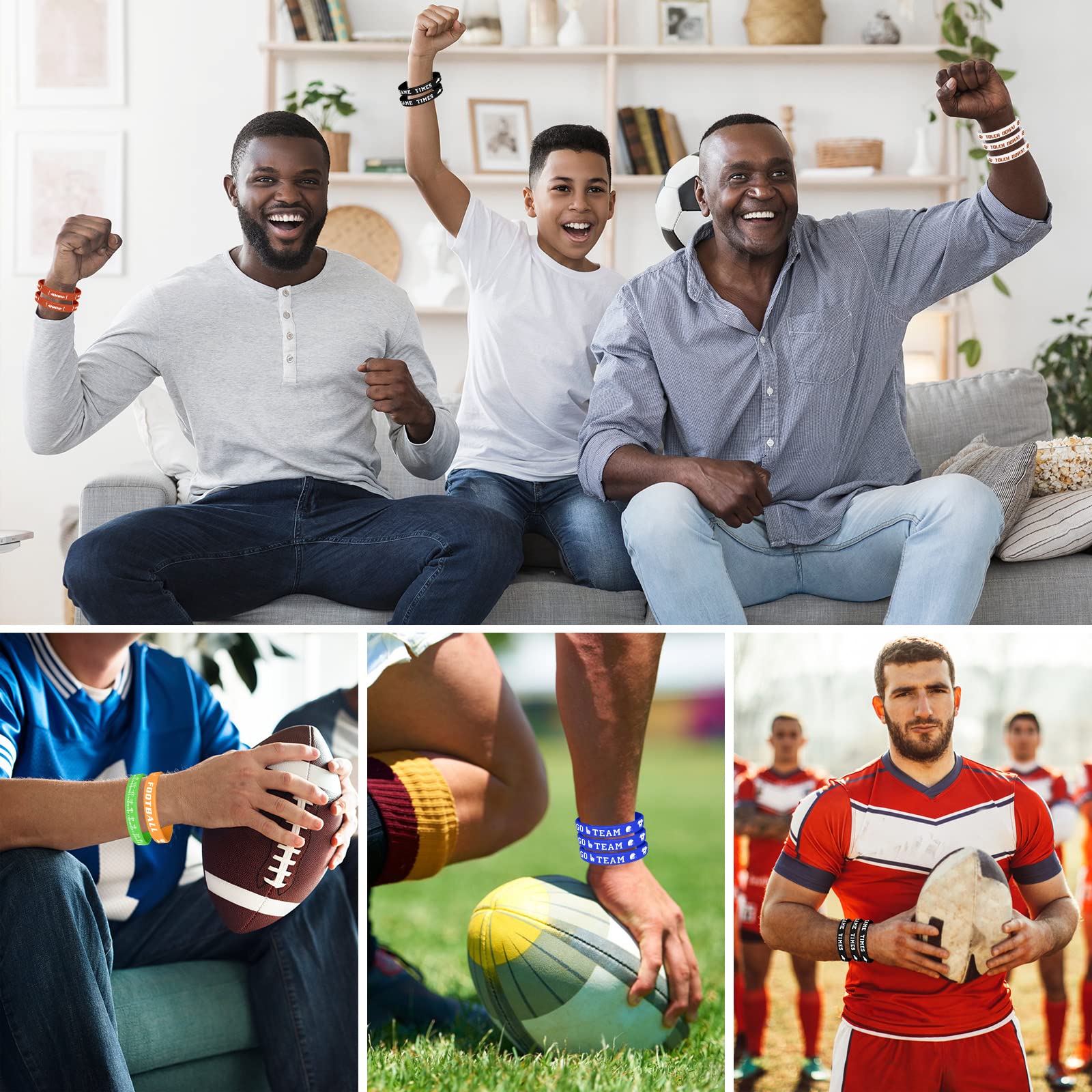 MIAHART white football bracelet, bold patterns for stadium events.