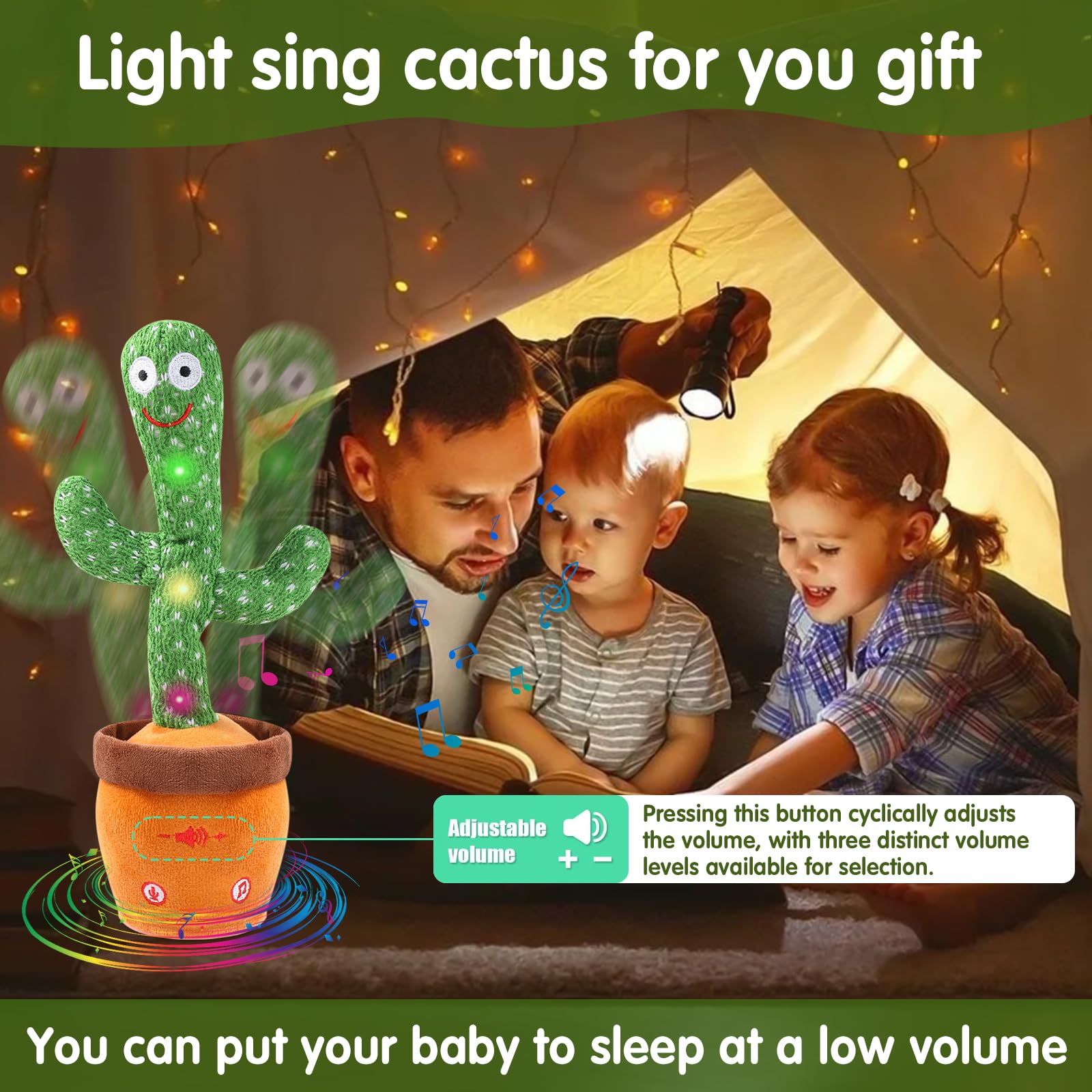 MIAODAM Dancing Cactus Toy battery panel access for easy replacement