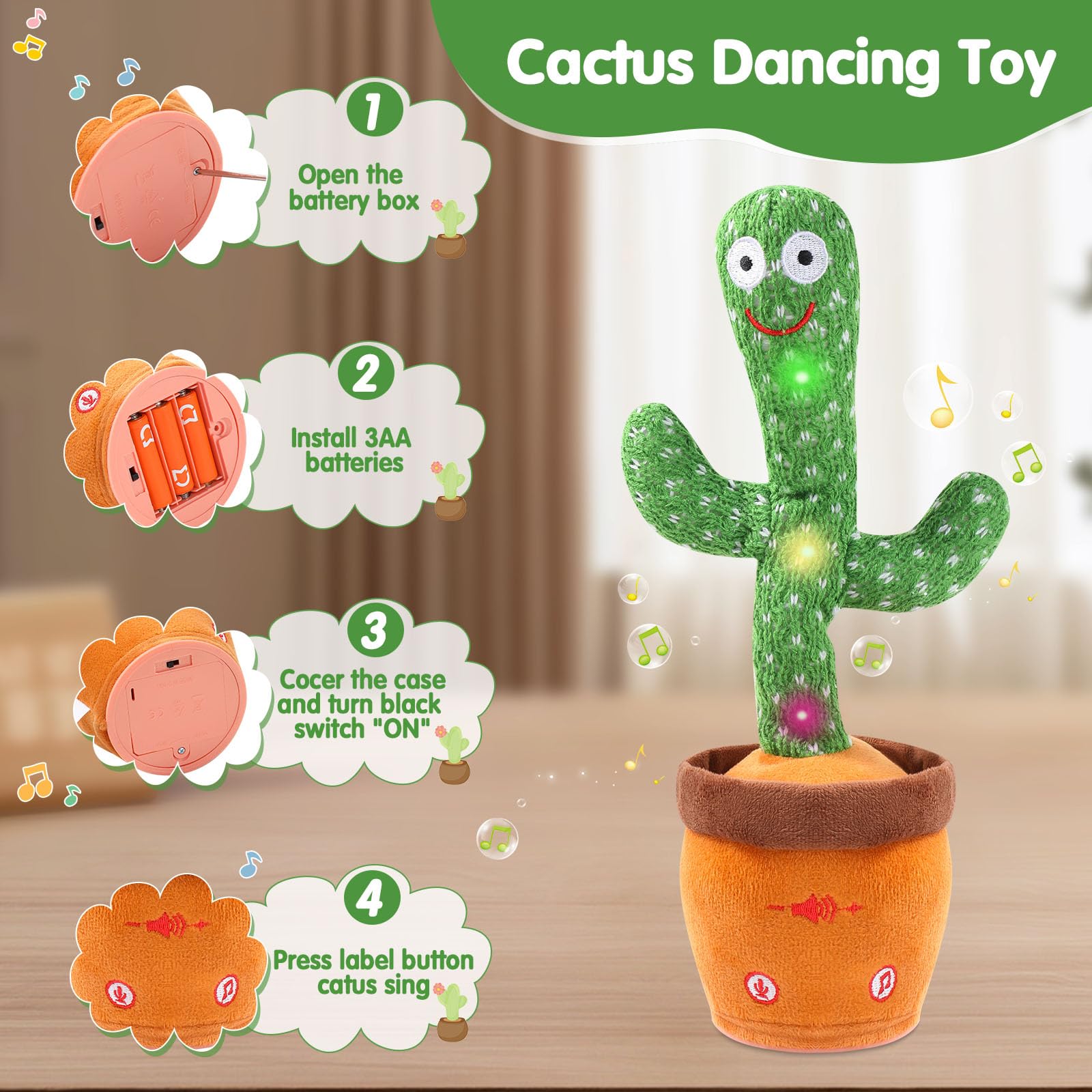 MIAODAM Dancing Cactus Toy offers 120 songs in multiple languages