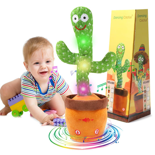 MIAODAM Dancing Cactus Toy on table with colorful lights for engaging toddler play