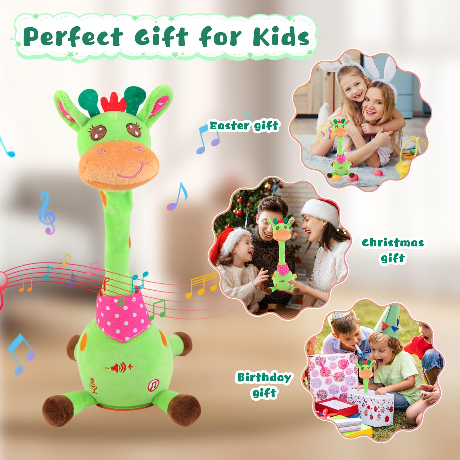 MIAODAM giraffe toy colorful lights create a magical ambience during play.