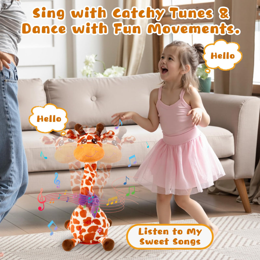 MIAODAM Dancing Giraffe toy with colorful LED lights during play