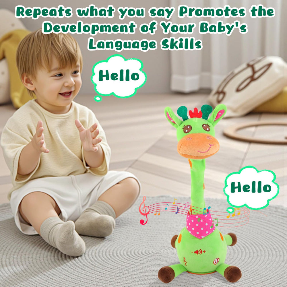 MIAODAM giraffe toy records and repeats phrases to spark conversation.