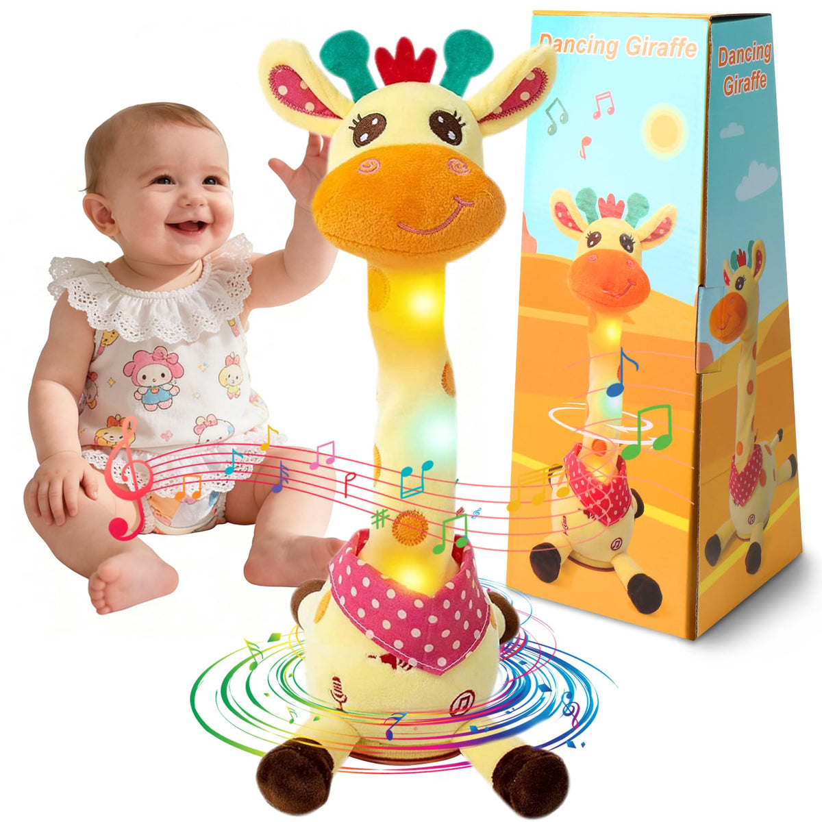 MIAODAM dancing giraffe toy with LED lights for vibrant, engaging play